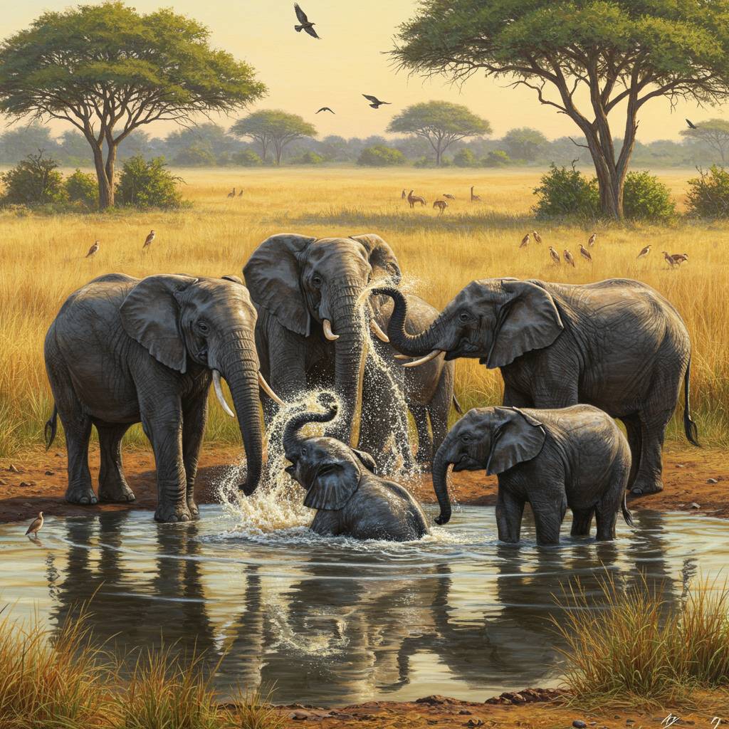 Why do elephants splash water?