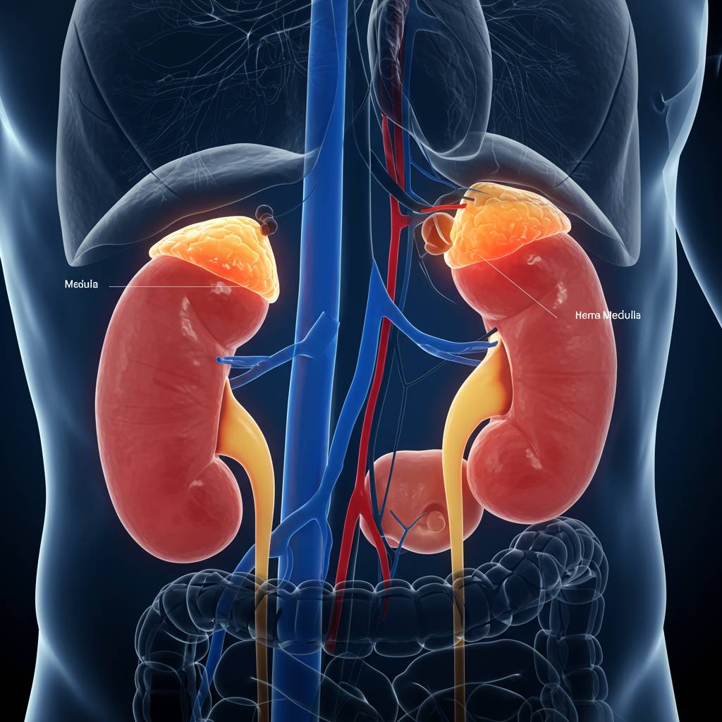 Which gland produces adrenaline?