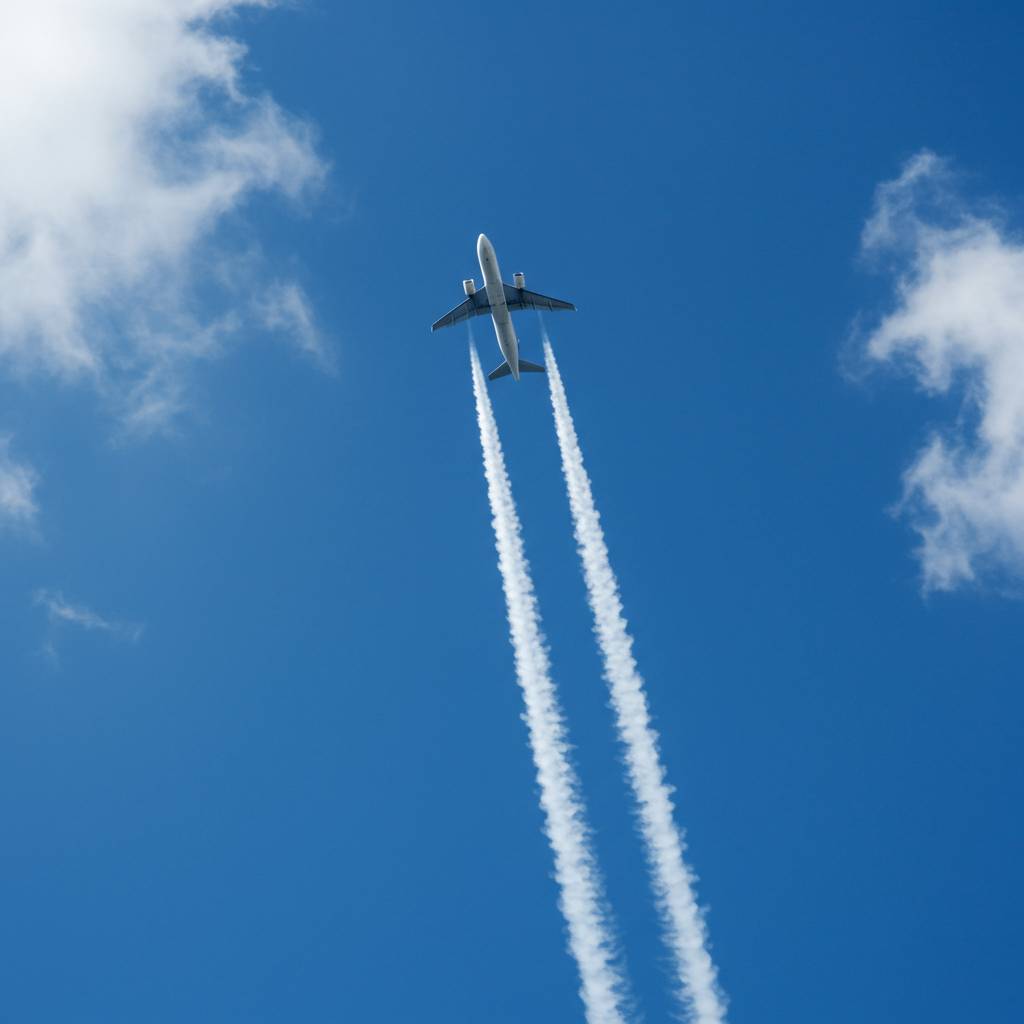 Why do airplanes leave white trails in the sky?